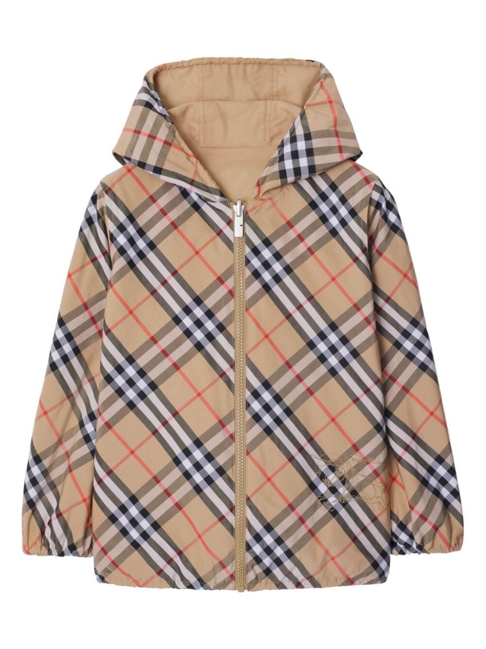 Burberry Kids' Reversible Check Cotton Blend Jacket In Brown