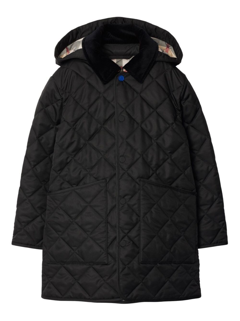 Burberry Kids' Corduroy-collar Quilted Jacket In Black