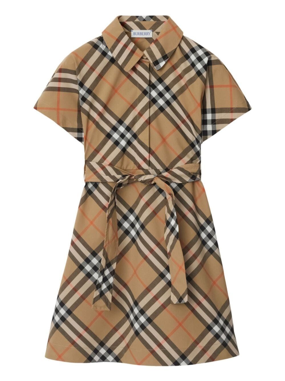 Shop Burberry Check Cotton Shirt Dress In Brown