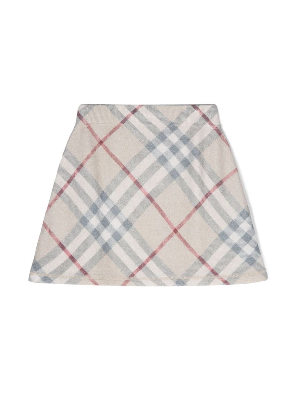 Burberry Check-pattern Wool Skirt In Nude & Neutrals