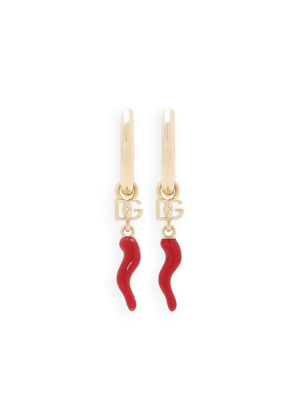 Shop Dolce & Gabbana Creole Earrings With Horn In Metallic