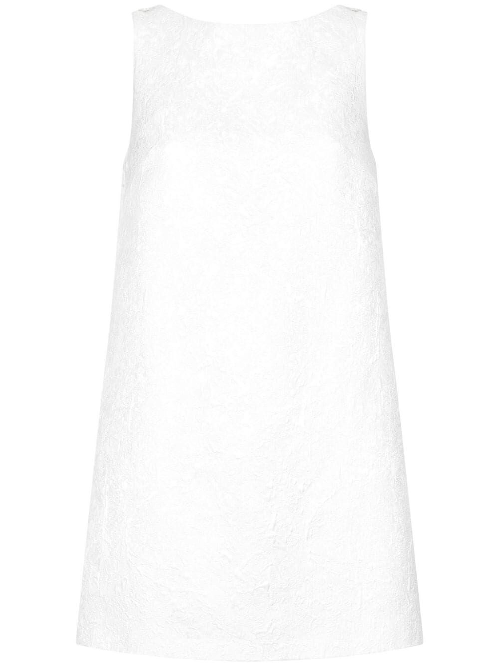 Shop Dolce & Gabbana Short Brocade Dress With Back Neckline In White