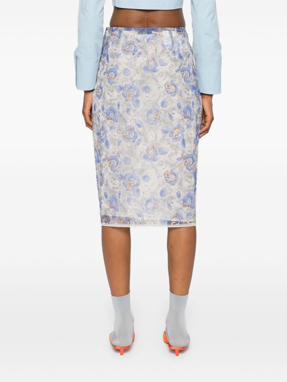 PRINTED NYLONETTE MIDI-SKIRT