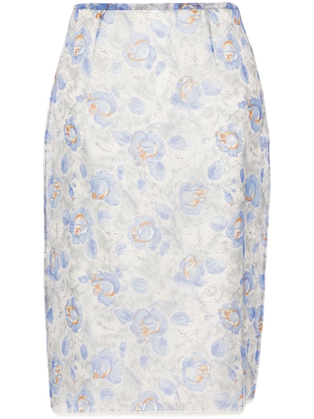 PRINTED NYLONETTE MIDI-SKIRT