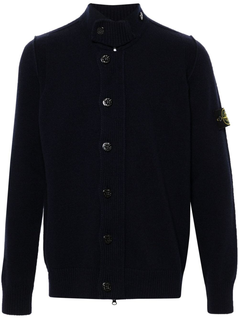 Shop Stone Island High-neck Cardigan In Blue