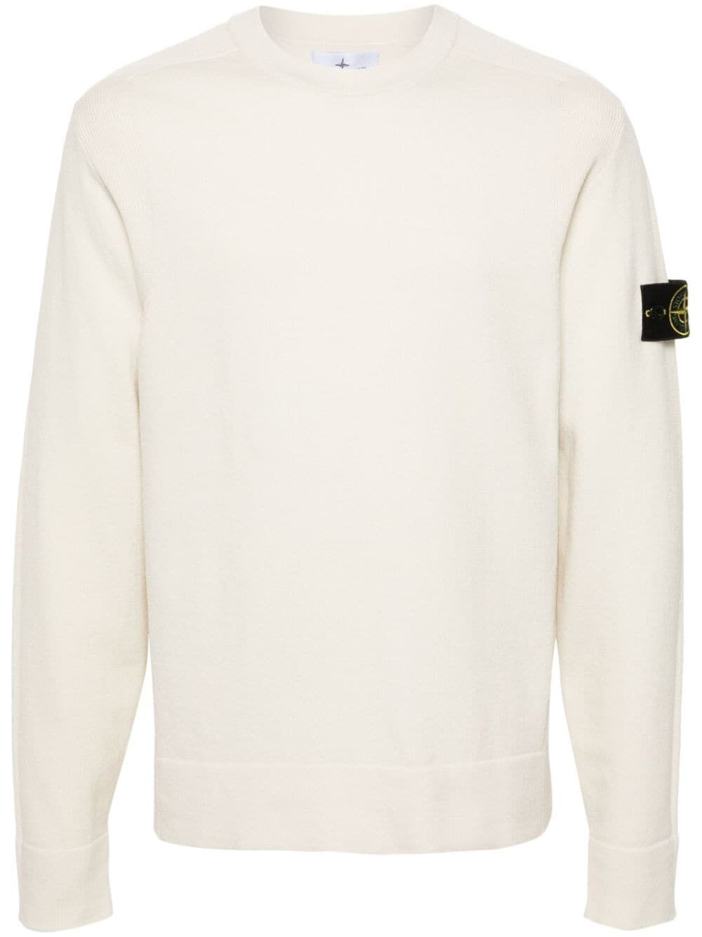 Shop Stone Island Wool Blend Jumper In White