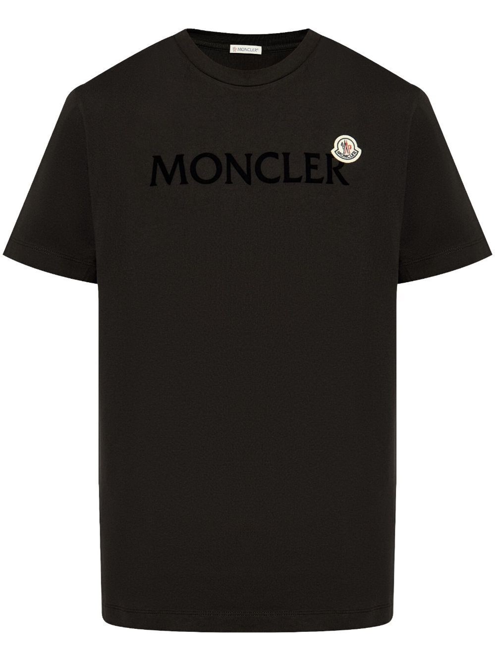 Shop Moncler Flocked Logo T-shirt In Black