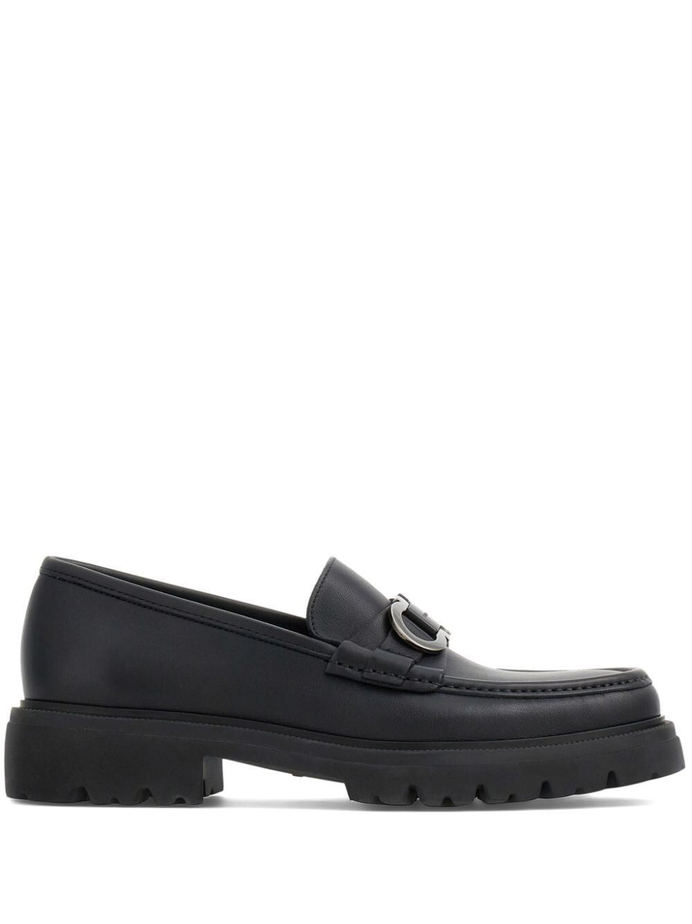 Shop Ferragamo Saddle Loafers With Gancini Ornament In Black