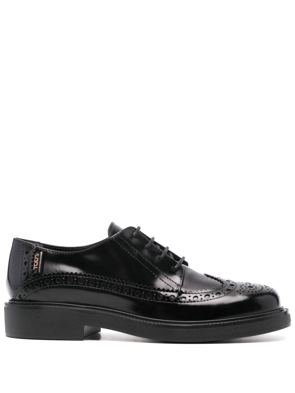 Shop Tod's Logo-tag Leather Brogues In Black