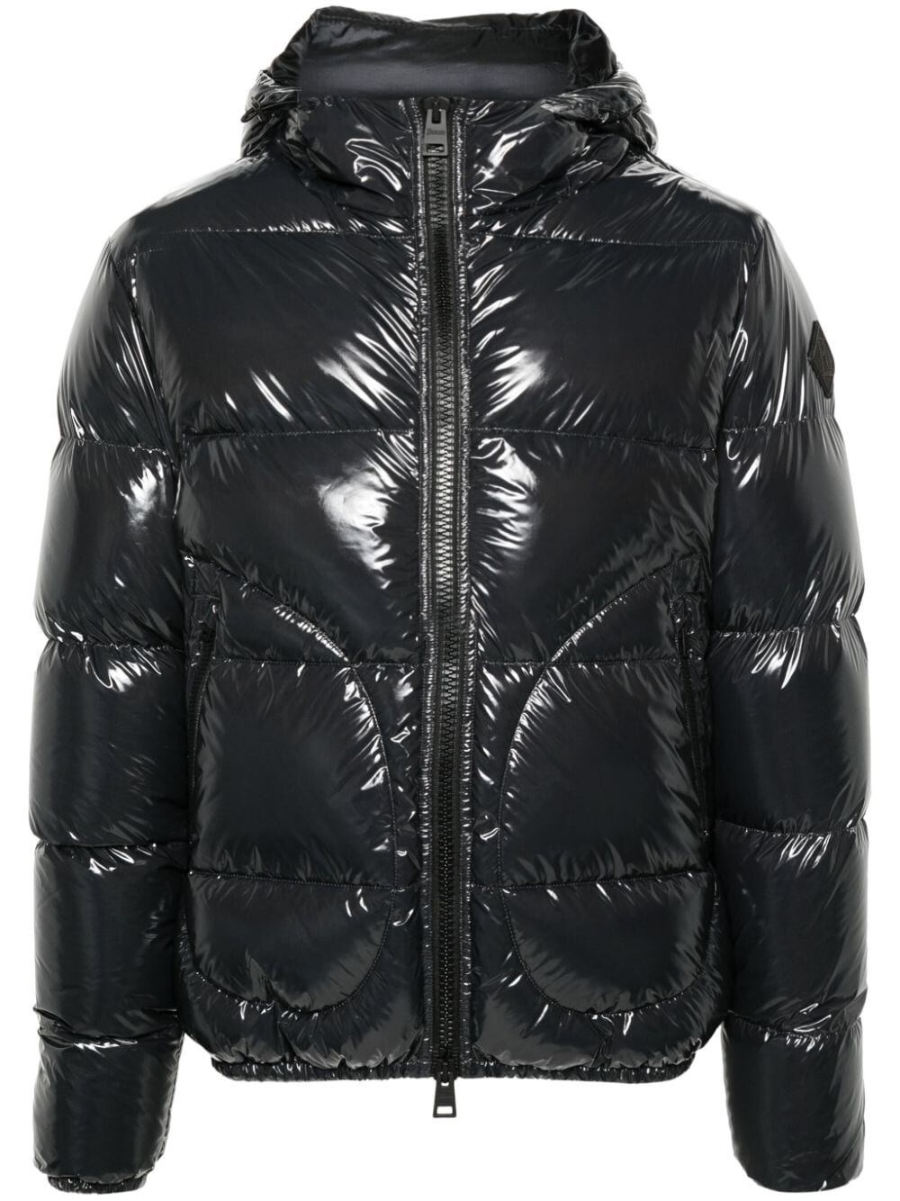 Herno Lacquered Finish Padded Bomber Jacket In Black