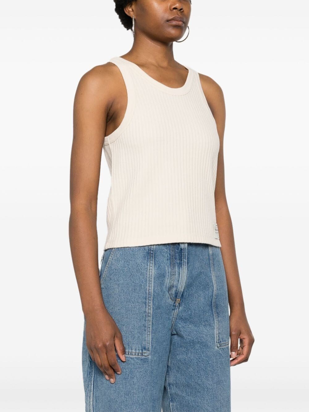 RIBBED TANK TOP WITH LABEL