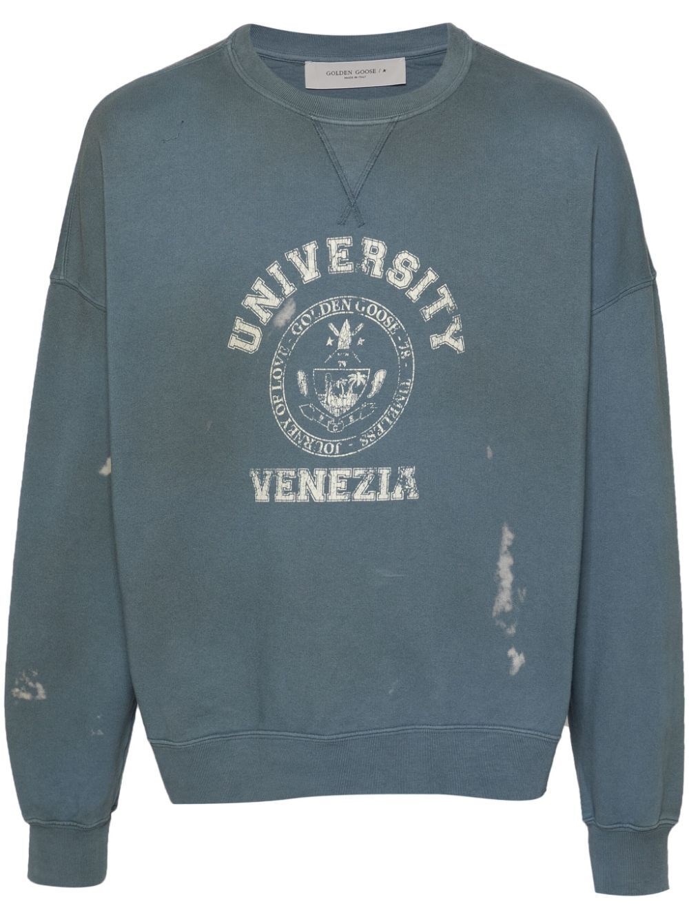 Shop Golden Goose Journey Unisex Vintage College Sweatshirt In Blue