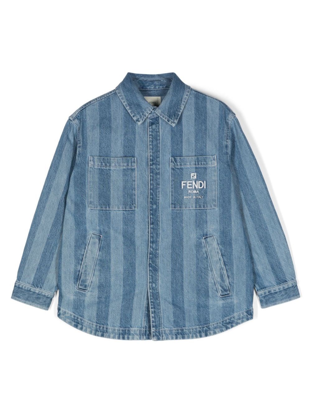 Shop Fendi Denim Pequin Jacket In Blue