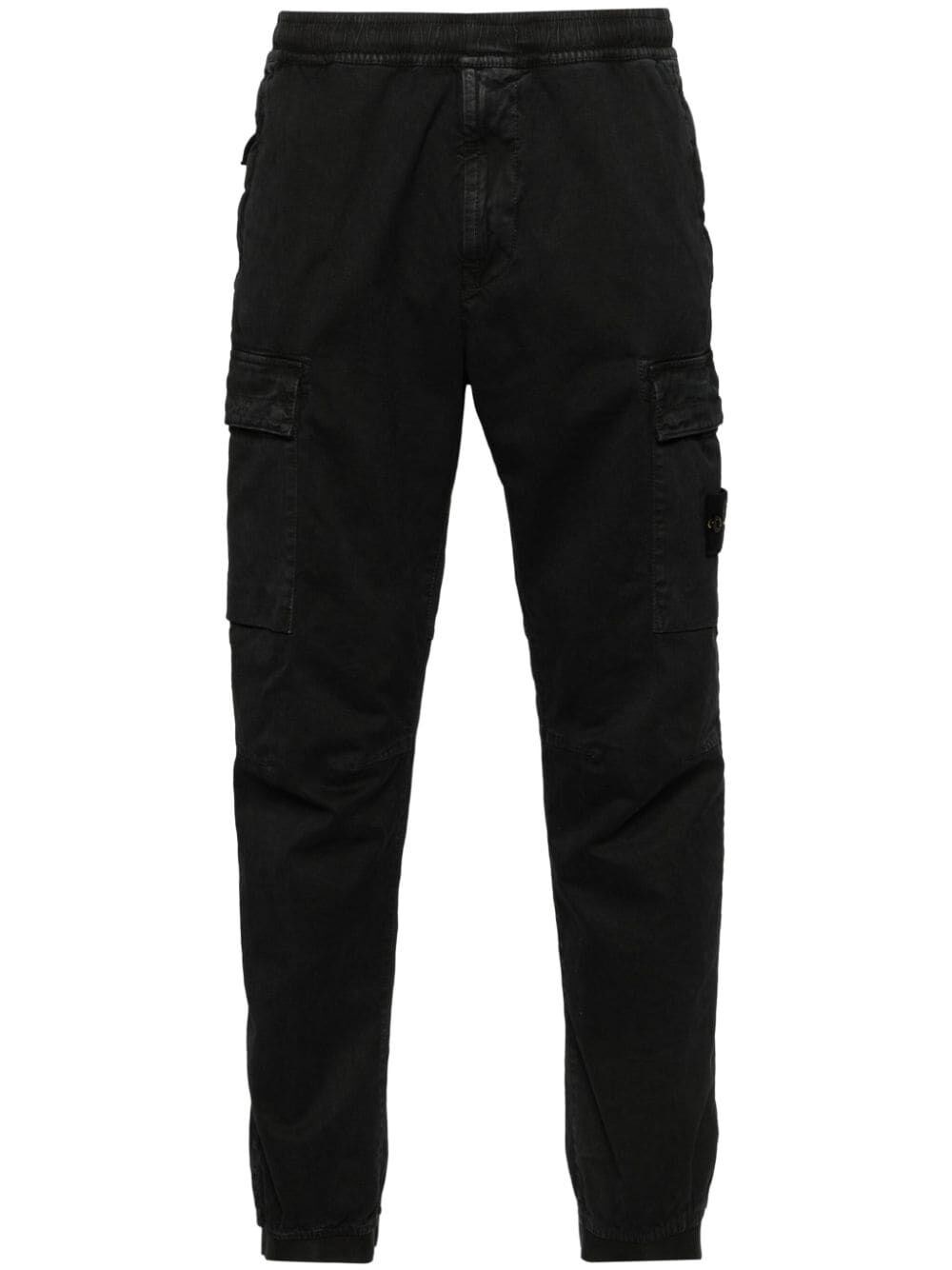 Shop Stone Island Reg Tapered Trousers In Black