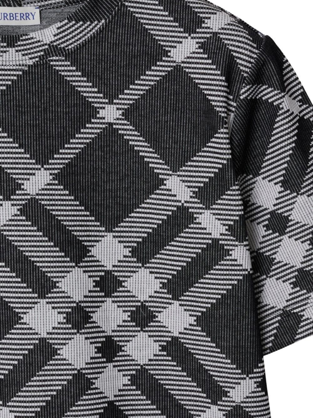 CHECK STRETCH COTTON BLEND T-SHIRT