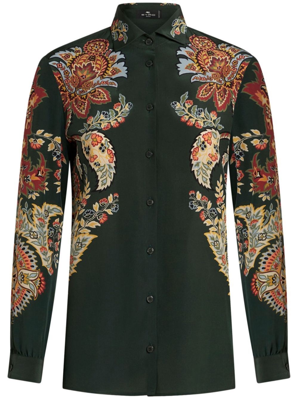 Shop Etro Paisley-print Silk Shirt In Green