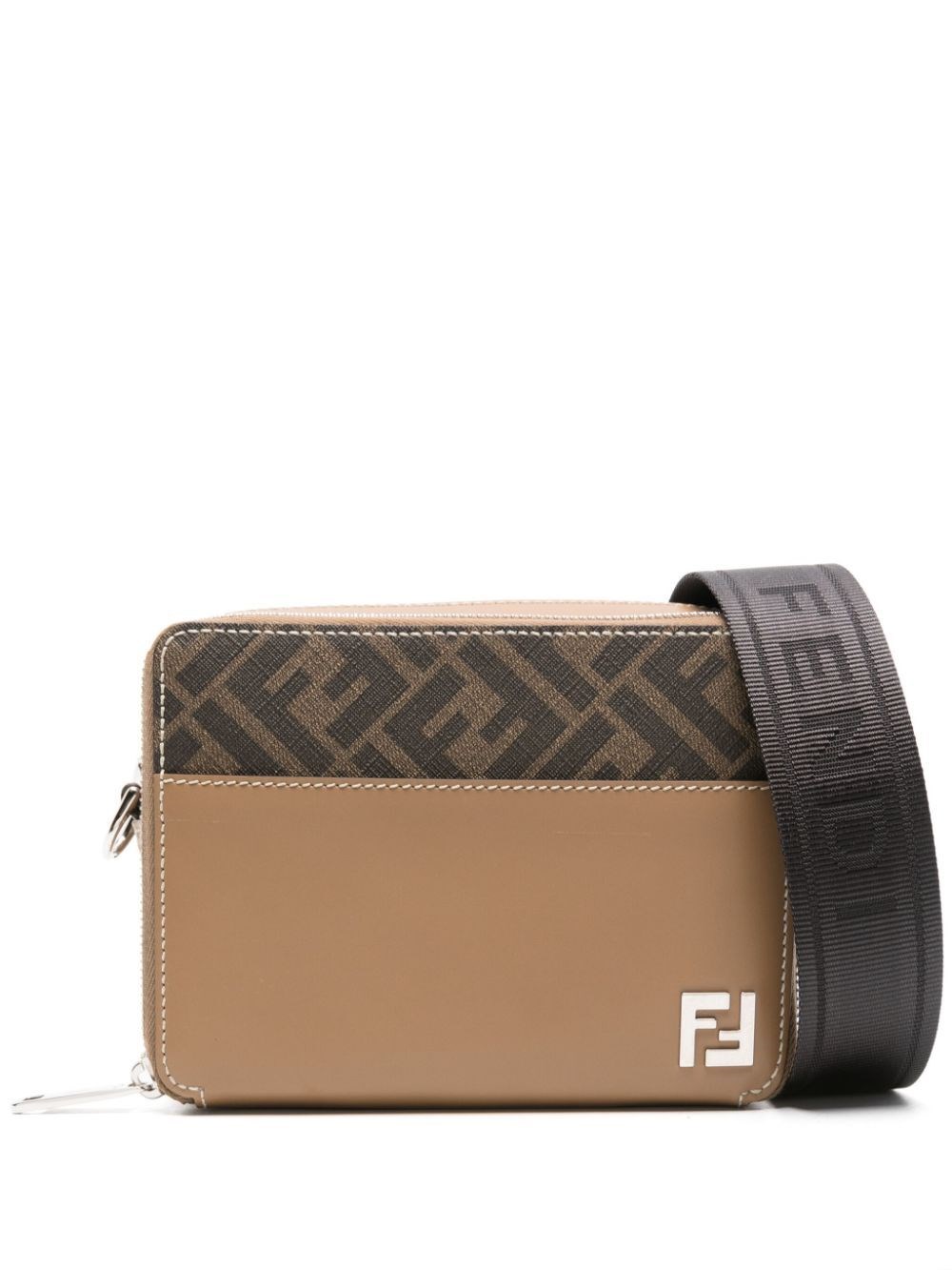 Shop Fendi Ff Camera Case Organizer Shoulder Bag In Brown