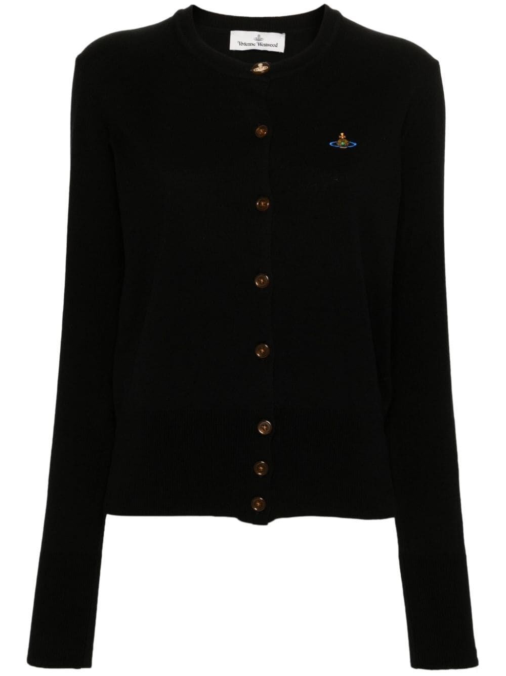 Shop Vivienne Westwood Bea Ribbed-knit Cardigan In Black