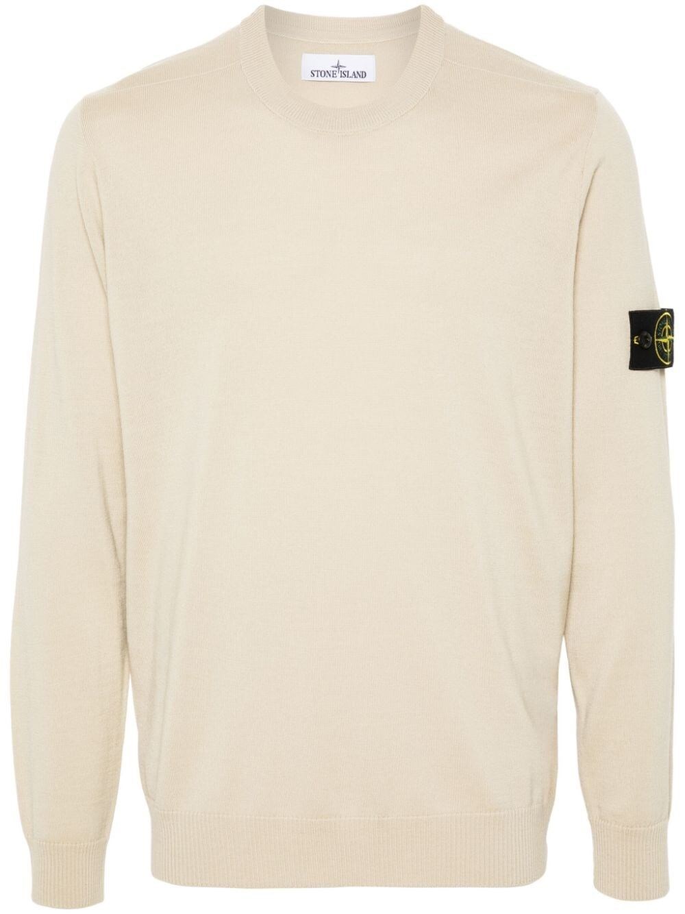 Shop Stone Island Fine-knit Wool Jumper In Nude & Neutrals