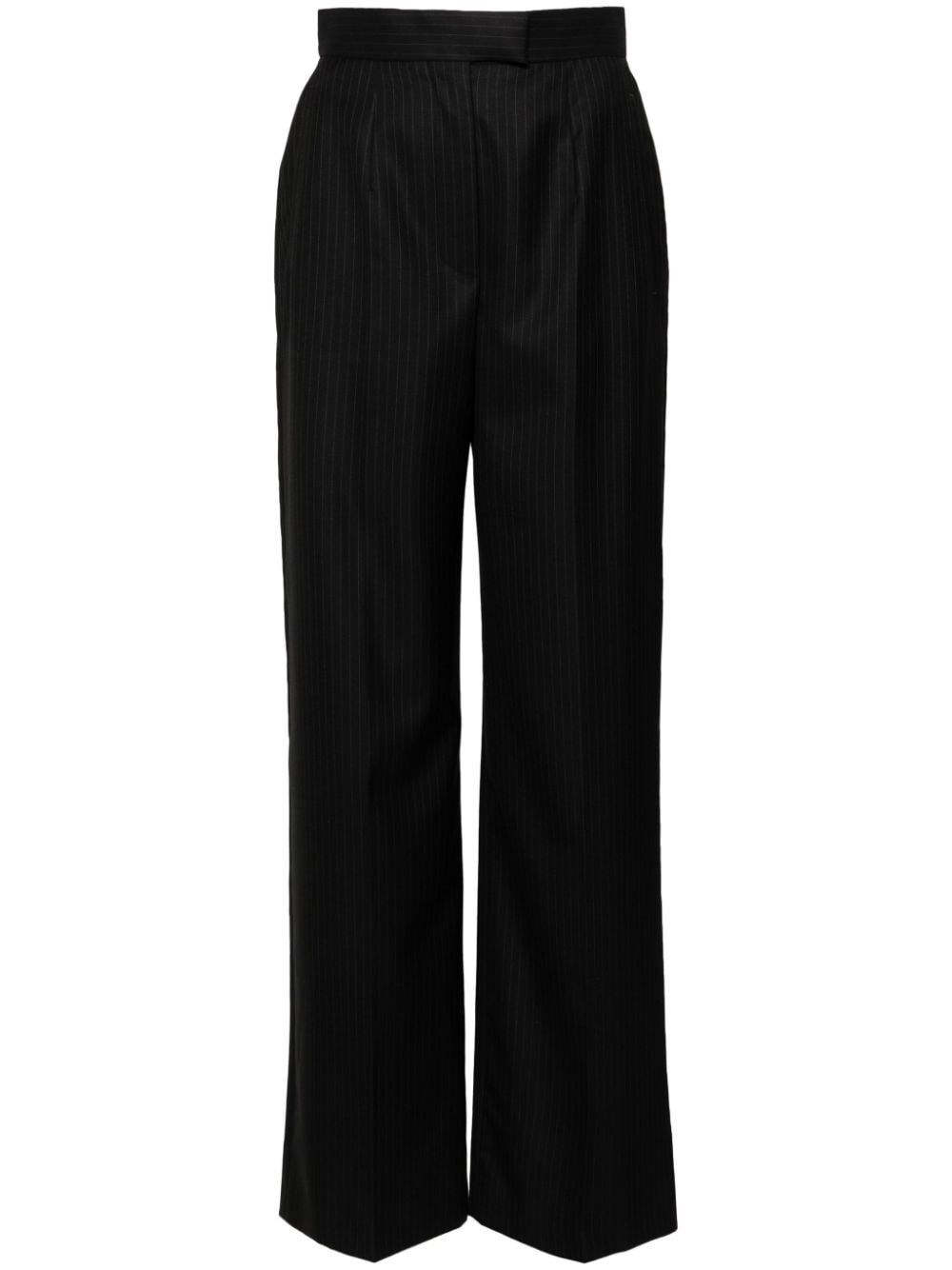 Shop Alexander Mcqueen Pinstripe High-waisted Trousers In Blue