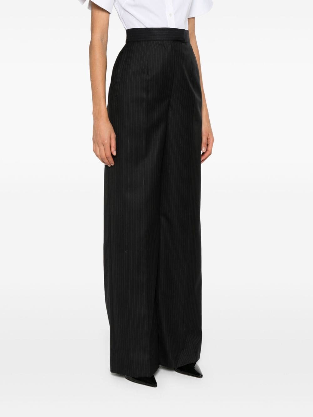 PINSTRIPE HIGH-WAISTED TROUSERS