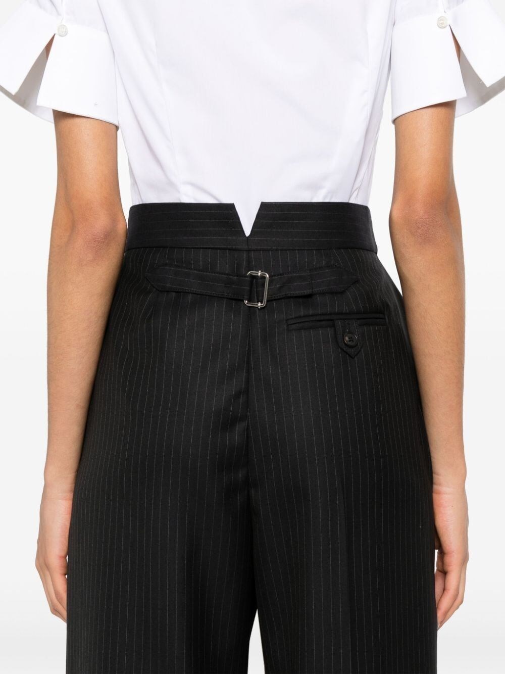 PINSTRIPE HIGH-WAISTED TROUSERS