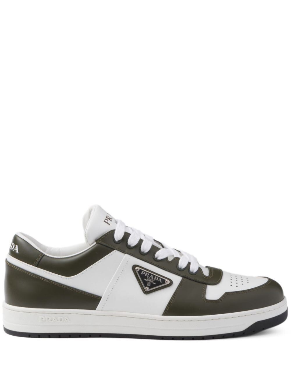 Shop Prada Two-tone Downtown Sneakers In White