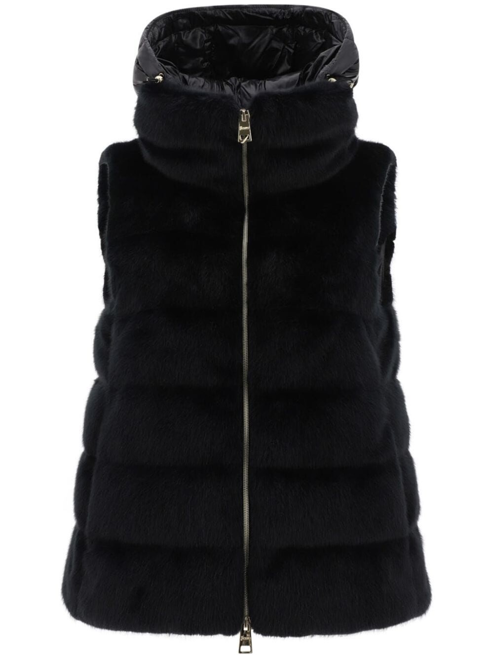 Shop Herno Faux-fur Hooded Gilet In Black