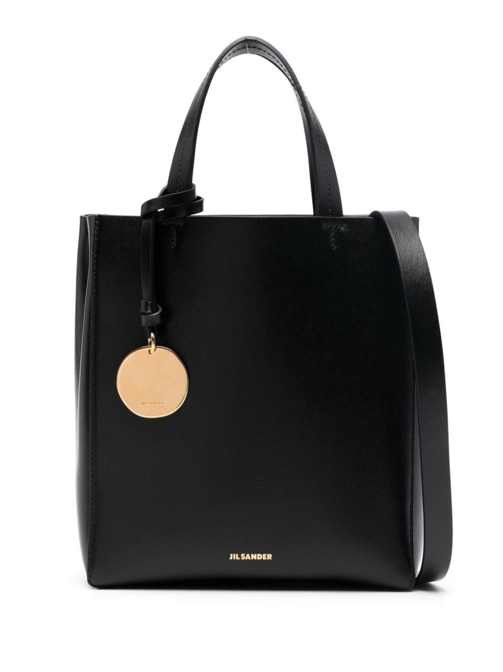 Shop Jil Sander Mini Bond Leather Tote Bag In Black