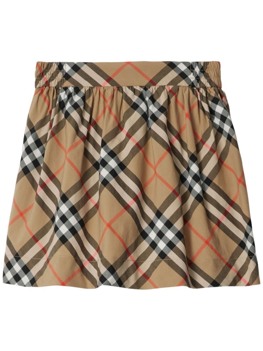 Shop Burberry Cotton Check Skirt In Brown