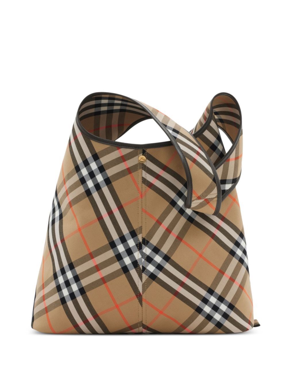 Shop Burberry Large Check Shoulder Bag In Brown