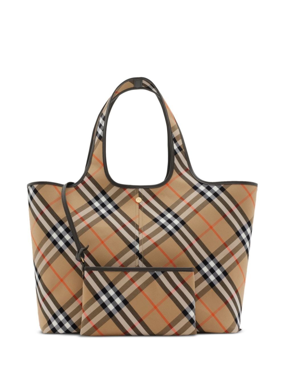 Shop Burberry Medium Check Tote In Brown