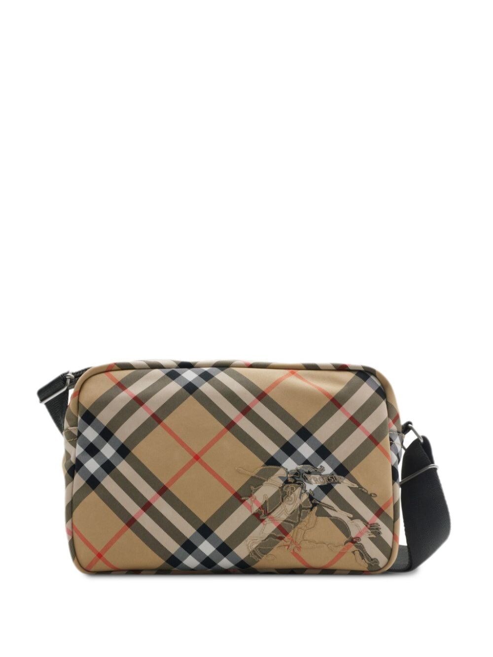 Shop Burberry Check​ Cross Body Bag In Brown