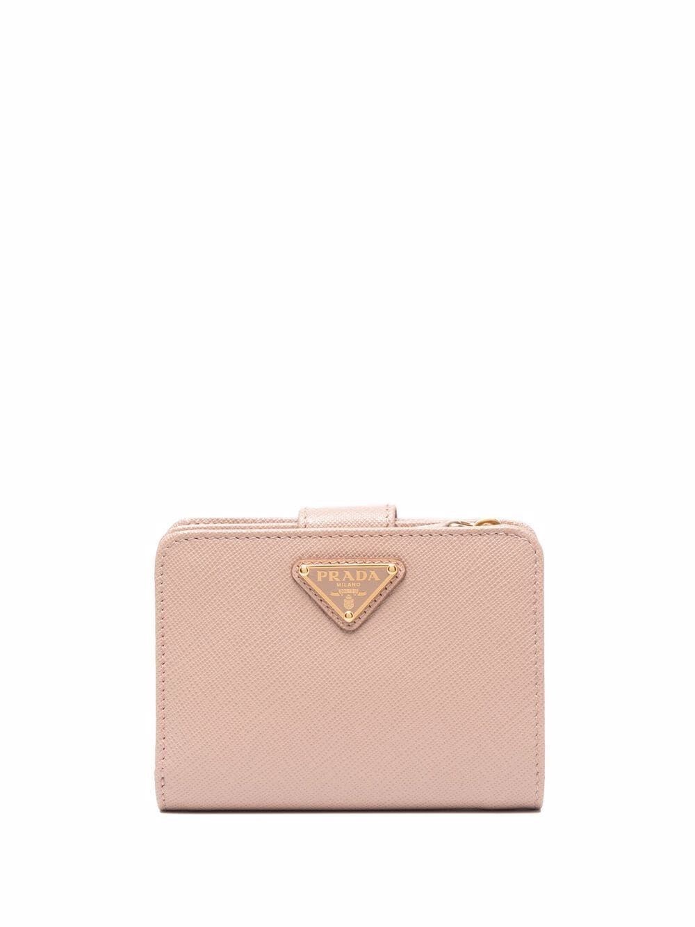 Shop Prada Small Saffiano Leather Wallet In Nude & Neutrals