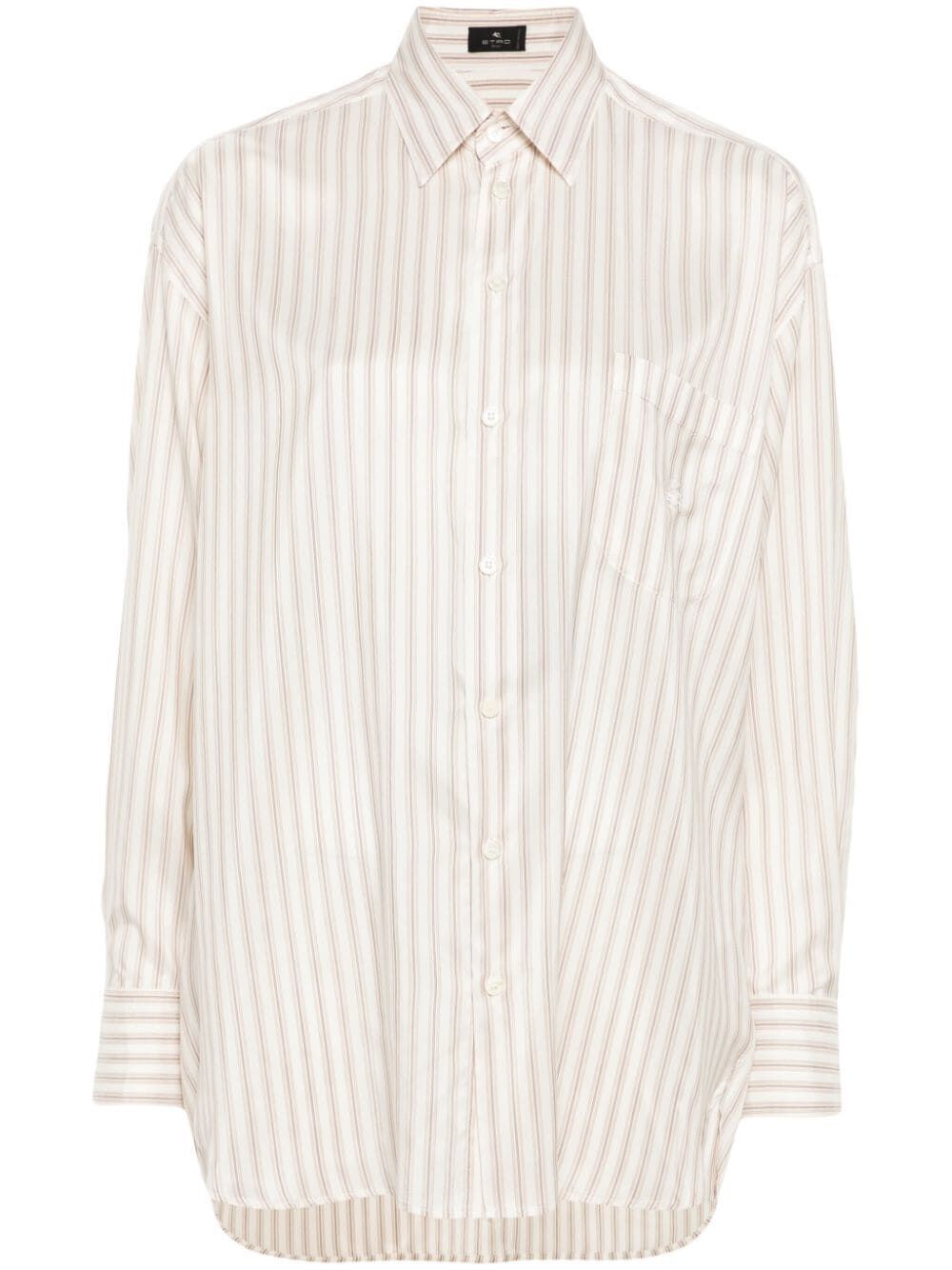 Shop Etro Striped T-shirt In Nude & Neutrals