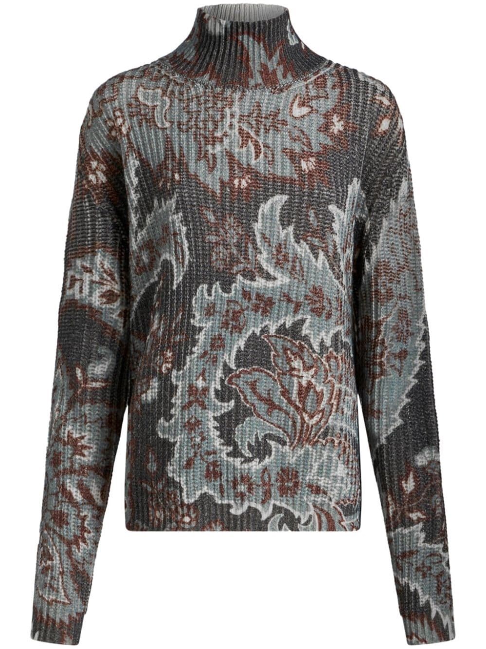 Shop Etro Turtle Neck Pullover In Multicolour