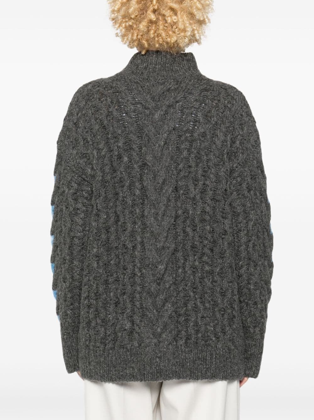 TWO-TONE CABLE KNIT OVERSIZED SWEATER