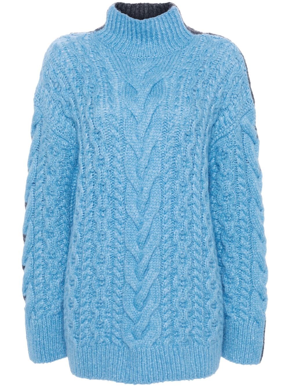 TWO-TONE CABLE KNIT OVERSIZED SWEATER