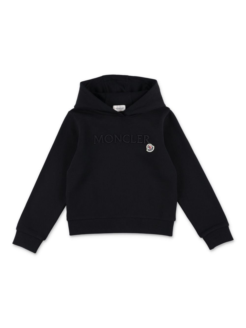 Shop Moncler Embroidered Logo Hoodie In Black