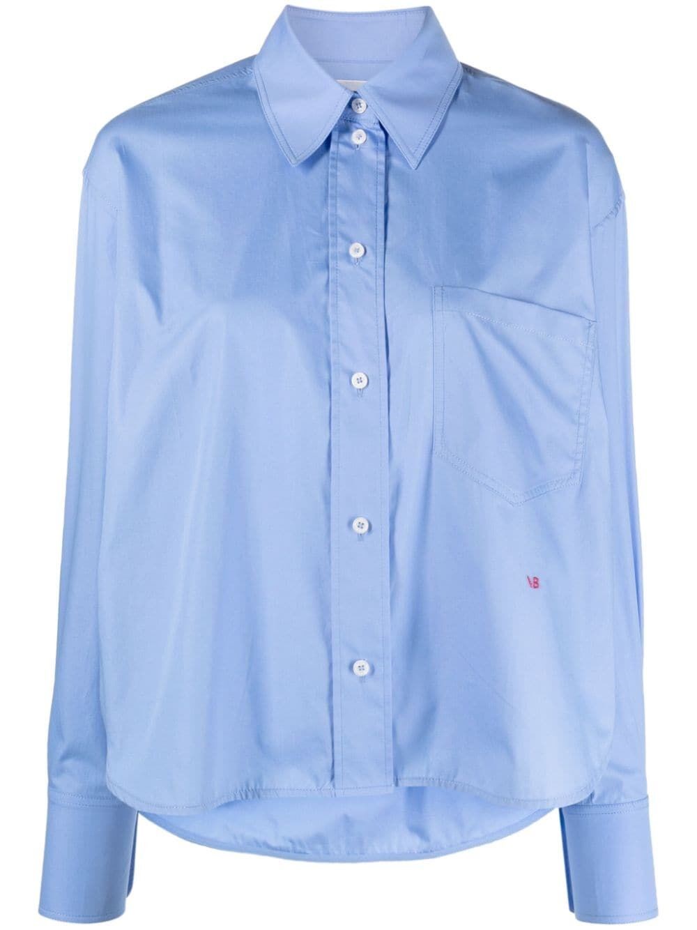 Victoria Beckham Shirt Cropped Long Sleeves In Blue