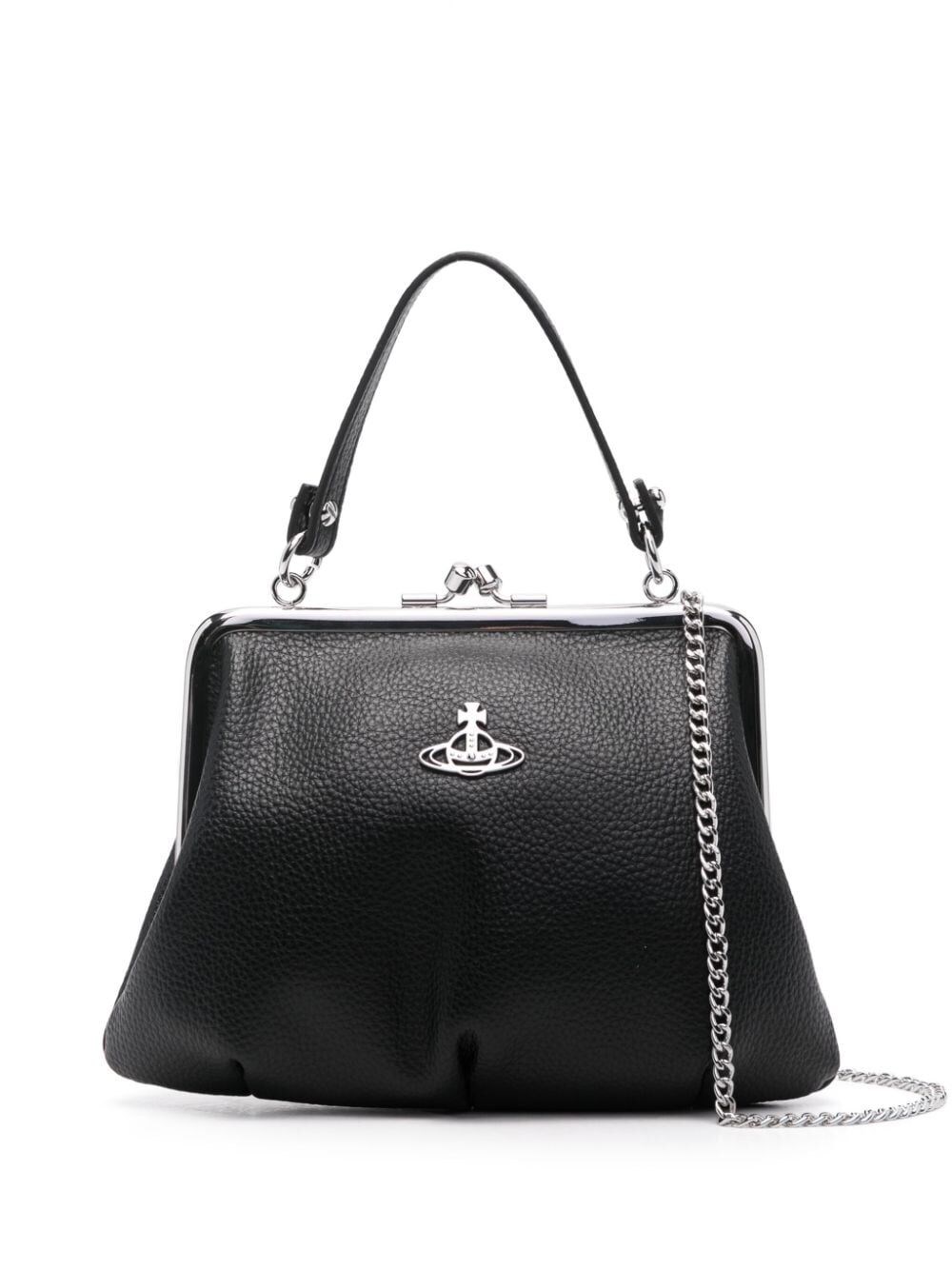 Vivienne Westwood Grained Texture Granny Frame Purse In Black