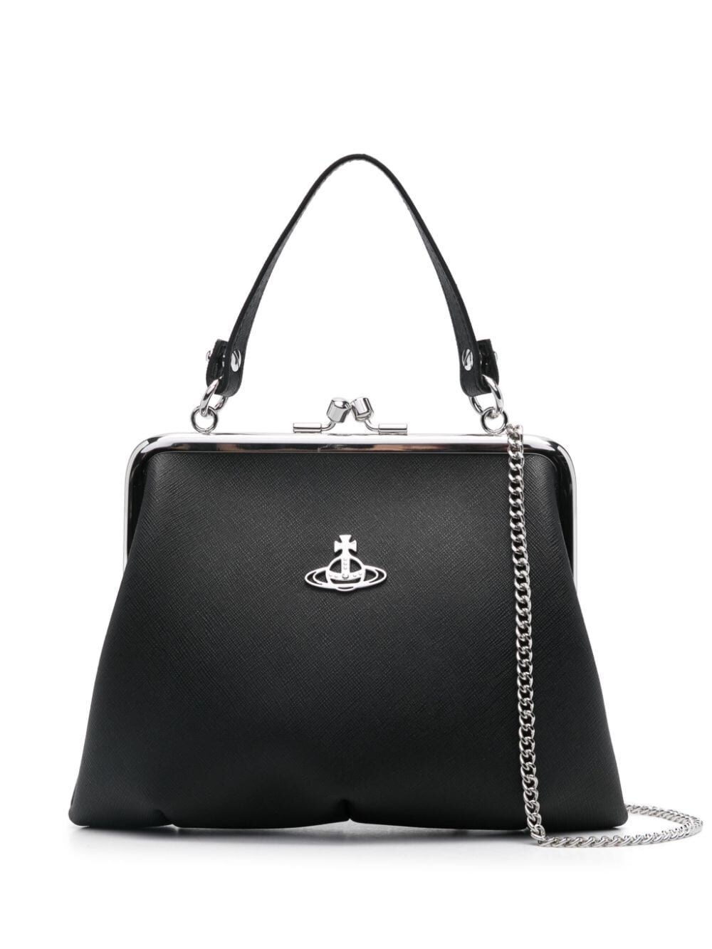 Shop Vivienne Westwood Saffiano Finish Granny Frame Purse In Black