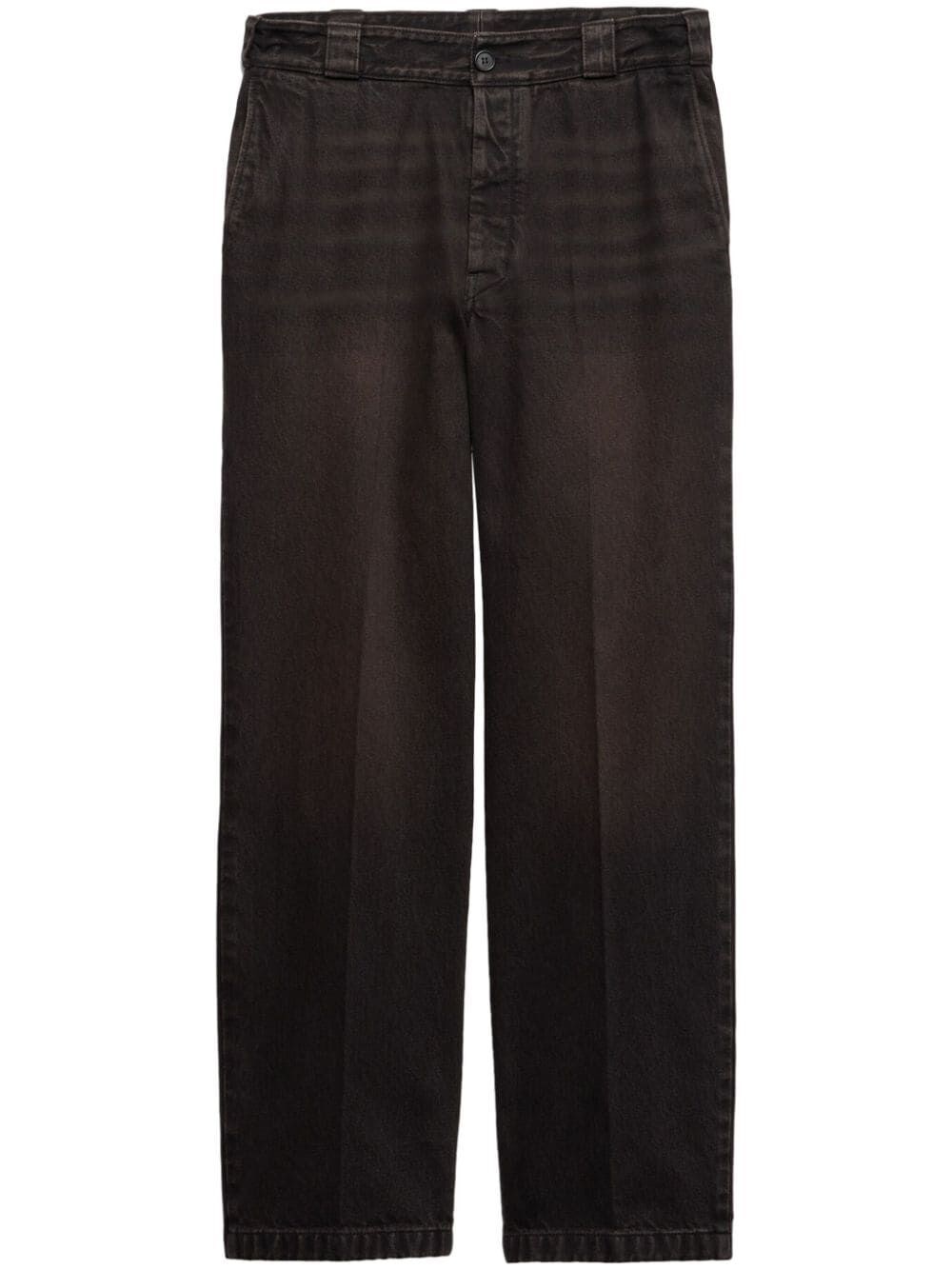 Shop Prada Wide Leg Jeans In Brown