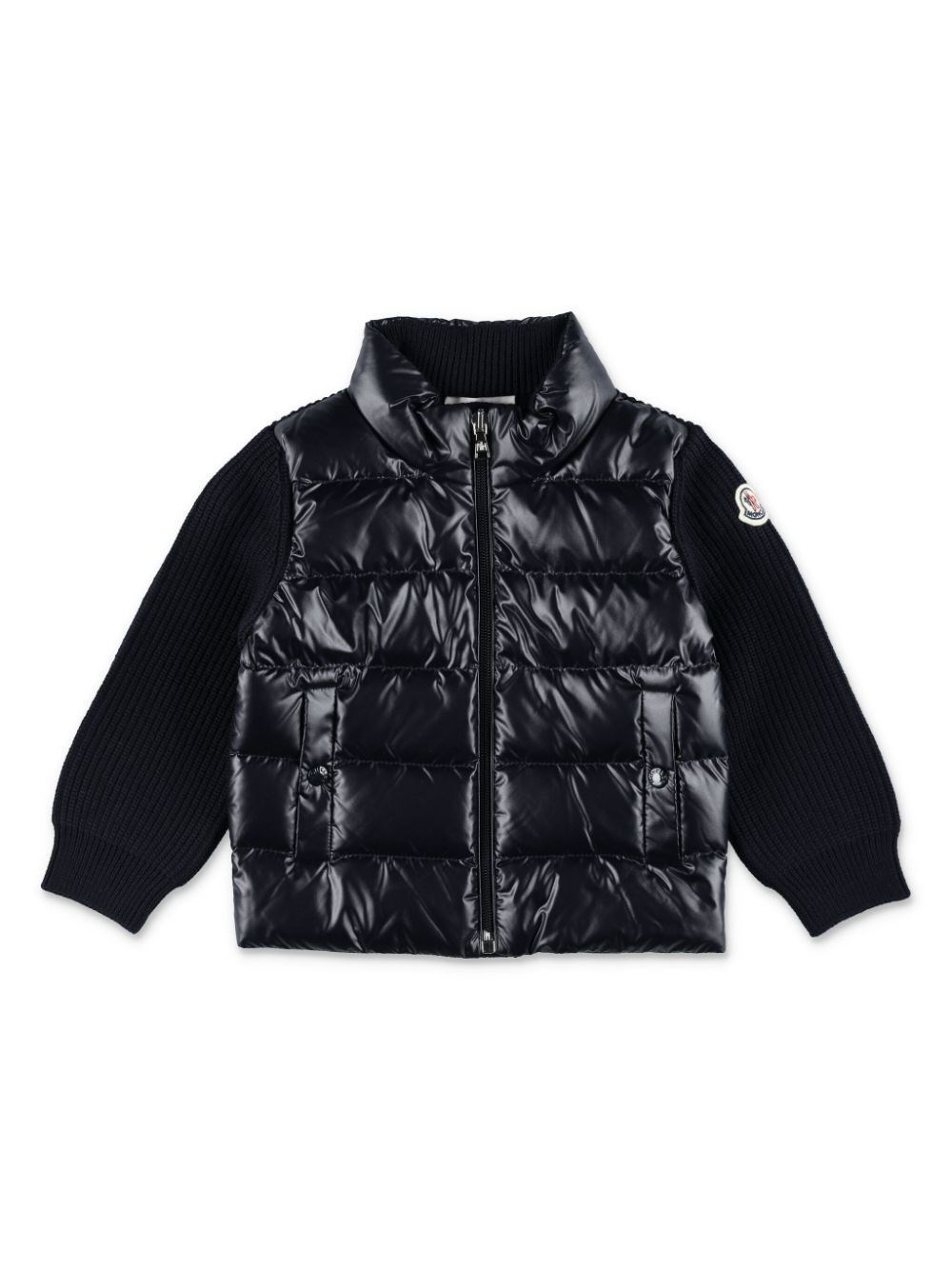 Shop Moncler Zipped Padded Cardigan In Blue