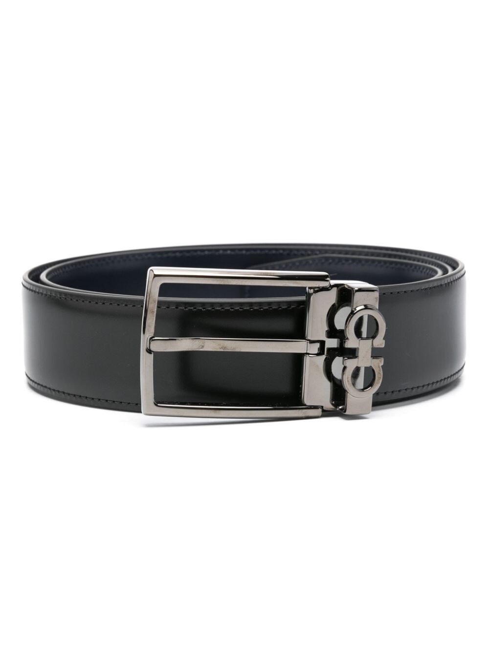 Shop Ferragamo Reversible And Adjustable Gancini Belt In Black