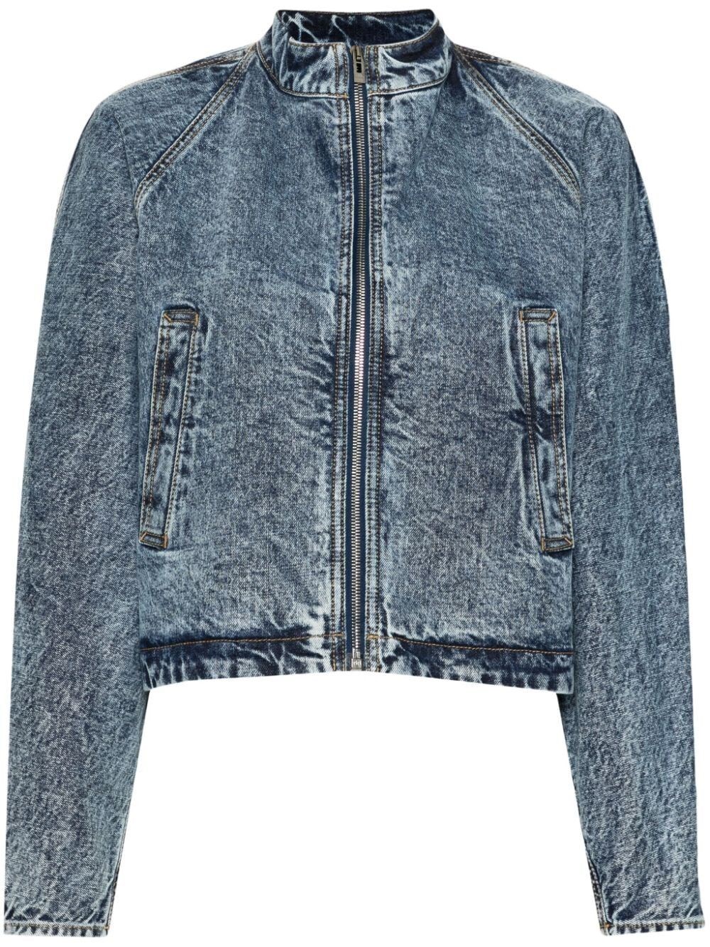 Shop Alaïa Round Racing Jacket In Snow Denim In Blue