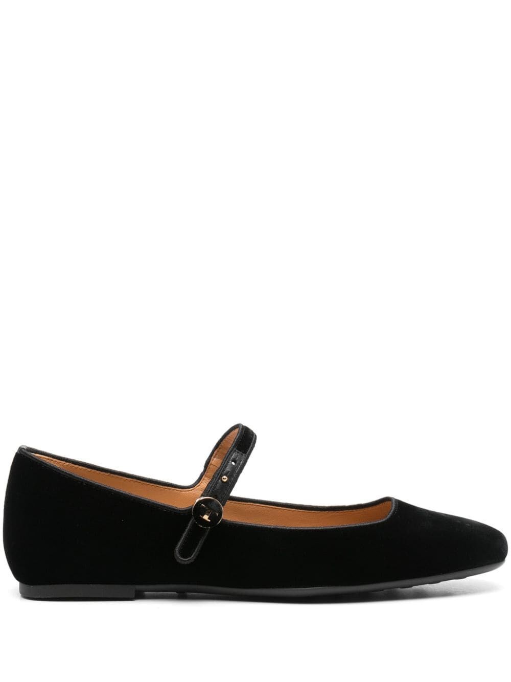 Shop Tod's Velvet-finish Strappy Ballerinas In Black