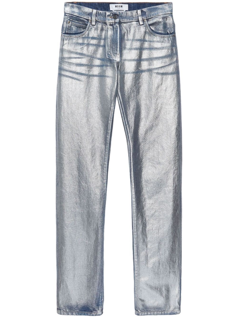 Shop Msgm Metallic Demin Pants