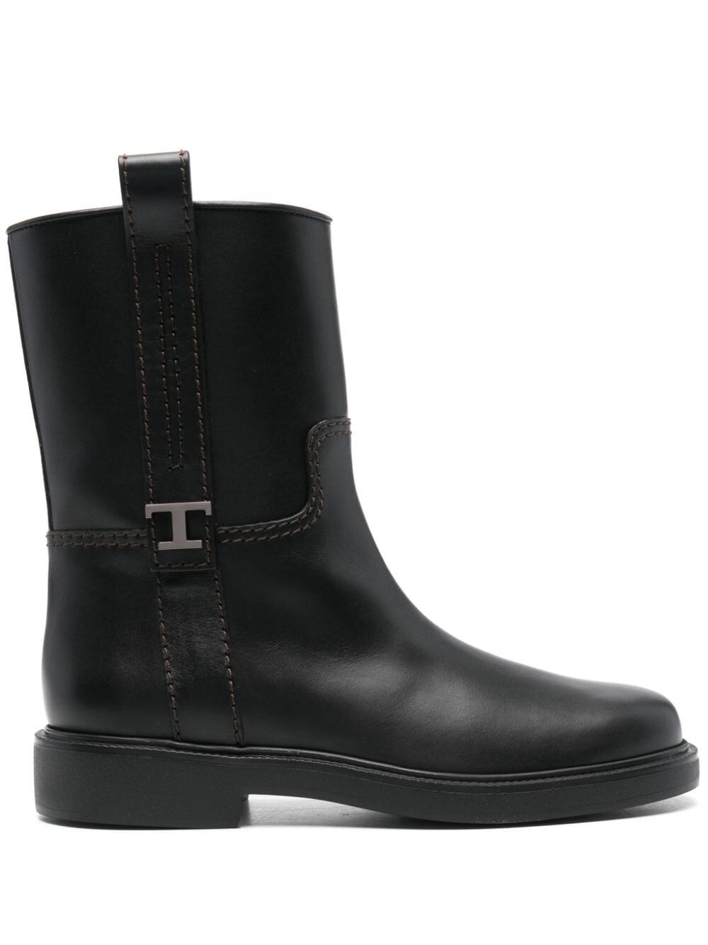 Shop Tod's Leather Ankle Boots In Black