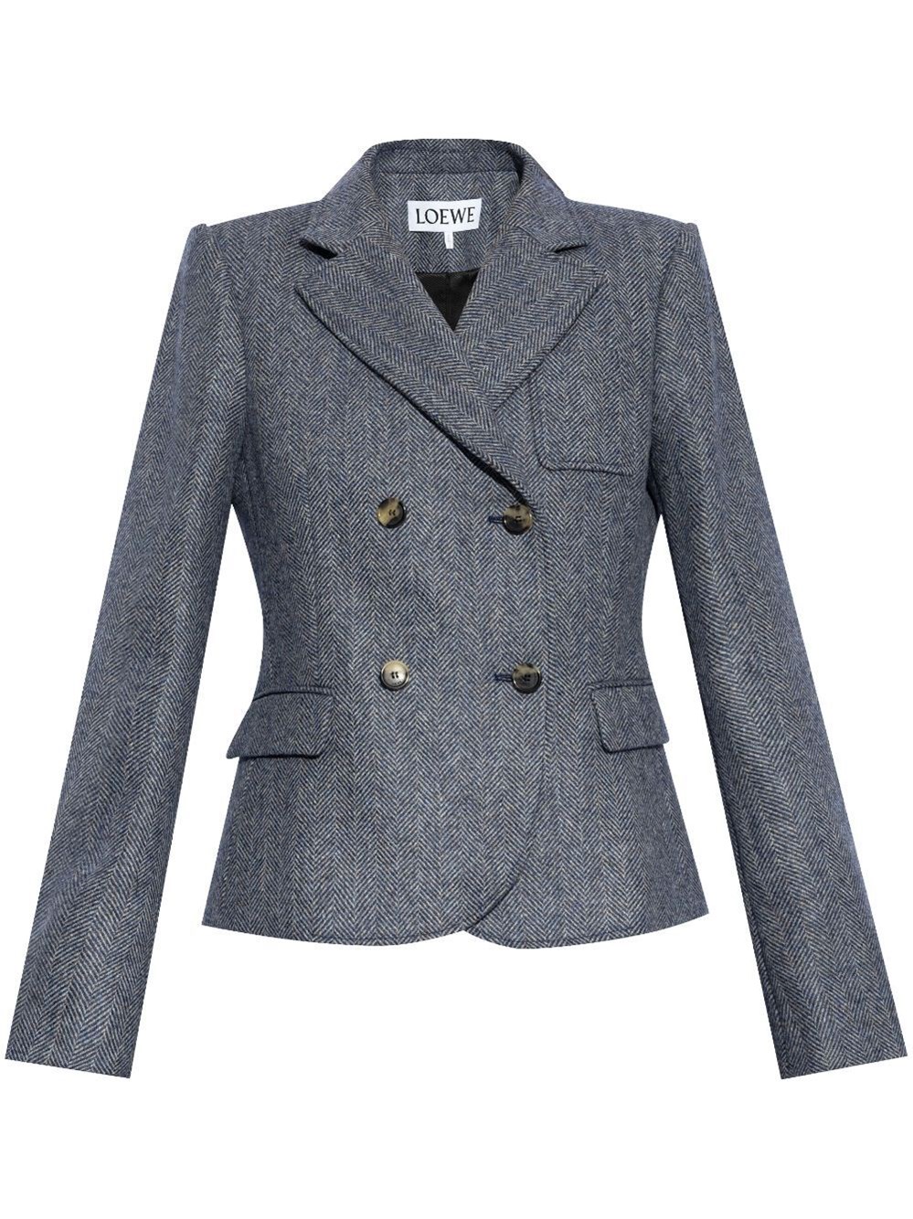 Shop Loewe Tailored Wool Jacket In Blue